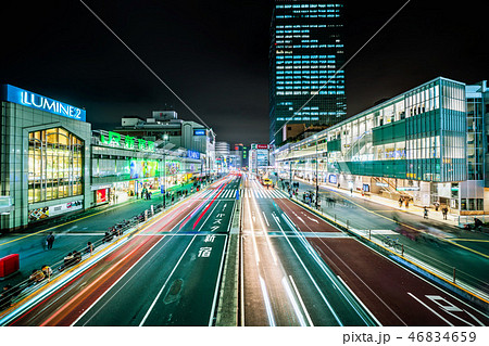 night view of JR shinjuku station 46834659