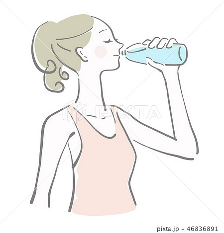 水 飲む 女性 余白 水分補給 ベクターのイラスト素材 4661
