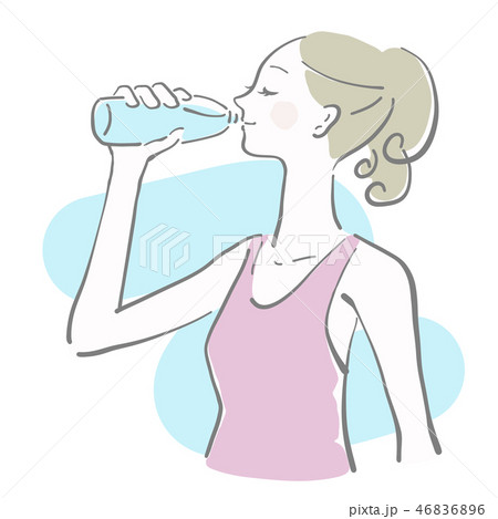 水 飲む 女性 余白 水分補給 ベクターのイラスト素材 4666