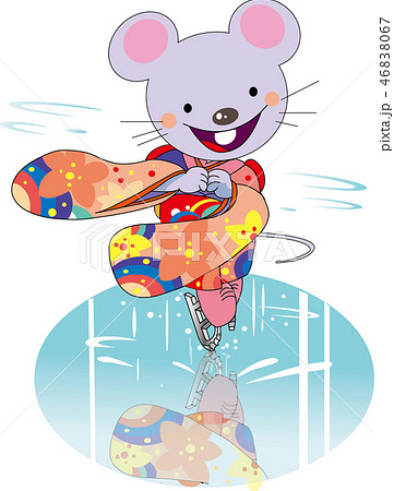 ネズミのフィギュアスケートのイラスト素材