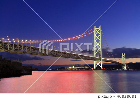 【兵庫県】明石海峡大橋ライトアップ 46838681
