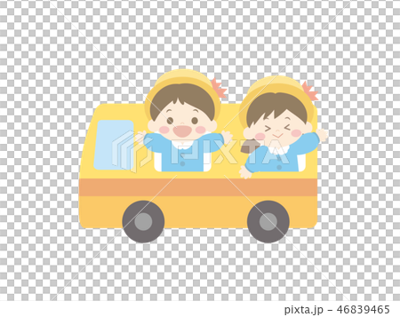 幼稚園バスに乗る園児のイラスト 幼稚園バスに乗る園児のイラスト 46839465