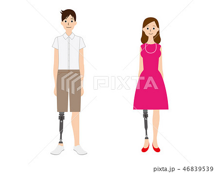 義足の男性と女性 右脚 のイラスト素材