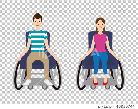 Men and women riding wheelchairs 46839744