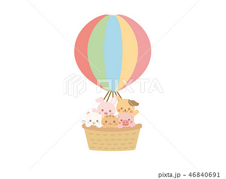 気球に乗る動物1のイラスト素材 46840691 Pixta
