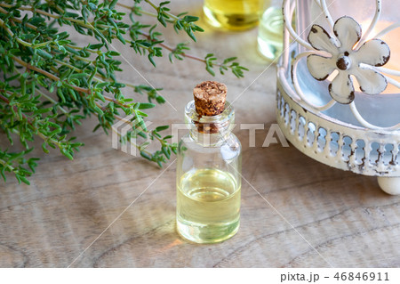 A bottle of thyme essential oil A bottle of thyme essential oil 46846911