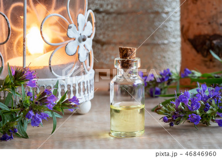 A bottle of hyssop essential oil 46846960