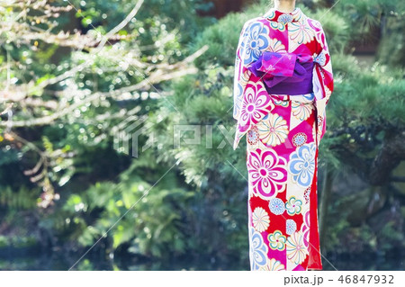 着物 晴れ着を着た女性 着物 晴れ着を着た女性 46847932
