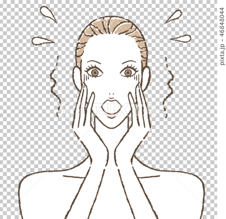 驚く女性　スキンケア 46848044