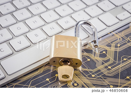 Cyber security key lock, keyboard, circuit board. 46850608