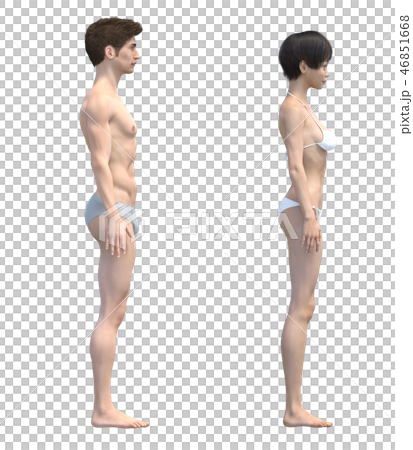 男女の体　比較イメージ　下着着用　イラスト　perming3DCGイラスト素材 46851668