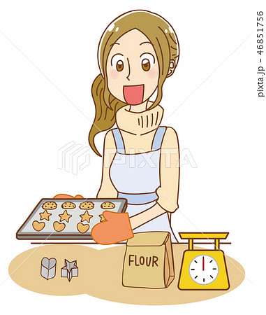 クッキーを焼く女性のイラスト 46851756