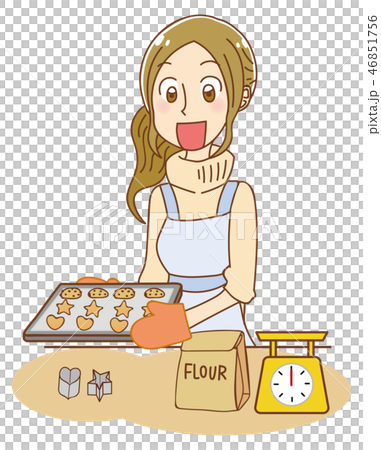 クッキーを焼く女性のイラスト 46851756