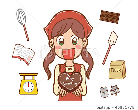 手作りチョコを持つ女の子のイラストのイラスト素材