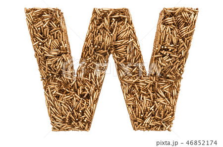 Letter W from bullets, 3D rendering Letter W from bullets, 3D rendering 46852174