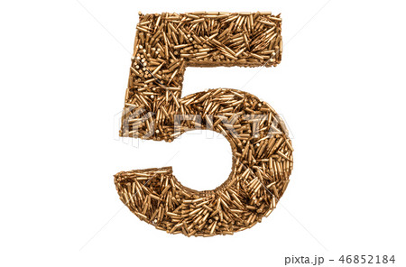 Number 5 from bullets, 3D rendering Number 5 from bullets, 3D rendering 46852184