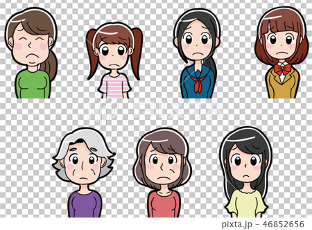 困り顔の女性のアイコンイラストのイラスト素材