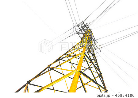 High voltage pole isolated on white background High voltage pole isolated on white background 46854186