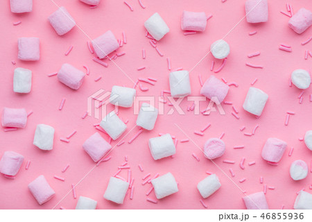 flat lay of sprinkles and marshmallow sweets flat lay of sprinkles and marshmallow sweets 46855936
