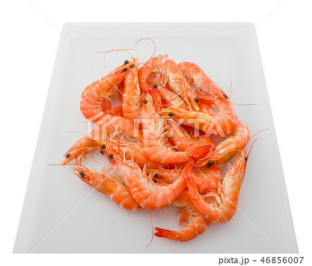 Cooked Prawns or Tiger Shrimps in A Tray 46856007