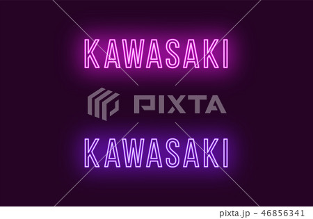 Neon name of Kawasaki city in Japan. Vector text Neon name of Kawasaki city in Japan. Vector text 46856341