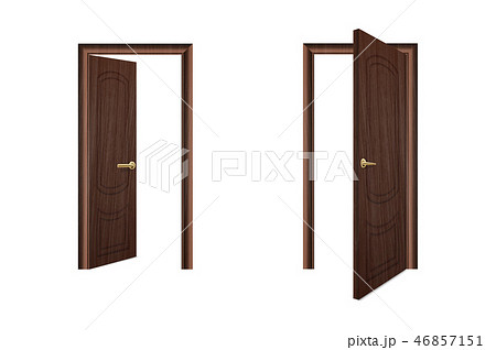 Vector Realistic Different Opened and Closed White Wooden Door Icon Set Closeup Isolated on Brown Vector Realistic Different Opened and Closed White Wooden Door Icon Set Closeup Isolated on Brown 46857151