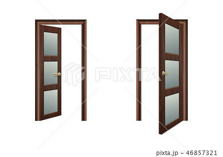 Vector Realistic Different Opened and Closed White Wooden Door Icon Set Closeup Isolated on Brown Vector Realistic Different Opened and Closed White Wooden Door Icon Set Closeup Isolated on Brown 46857321
