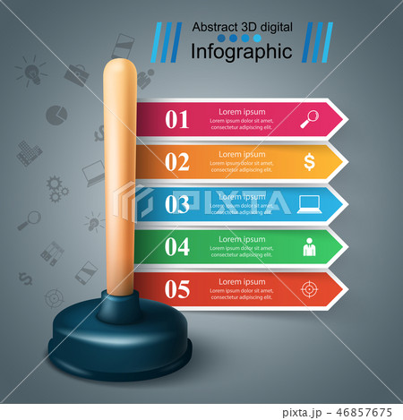 Realistic 3d plunger. Business infographic. 46857675