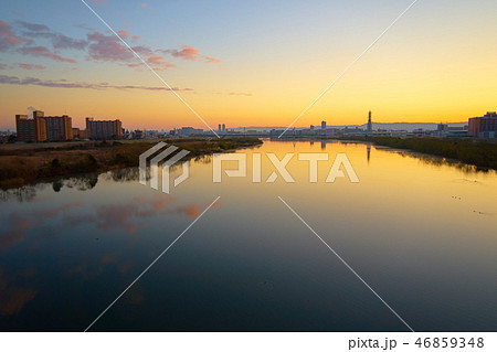 大阪_菅原城北大橋からの初日の出_No6 大阪_菅原城北大橋からの初日の出_No6 46859348