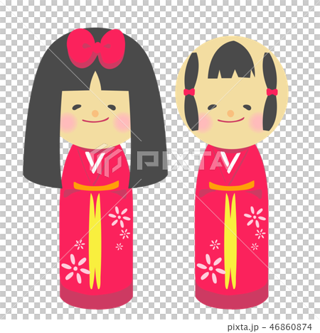Kokeshi紅色女孩傳統鎮藝術紀念品 Kokeshi紅色女孩傳統鎮藝術紀念品 46860874