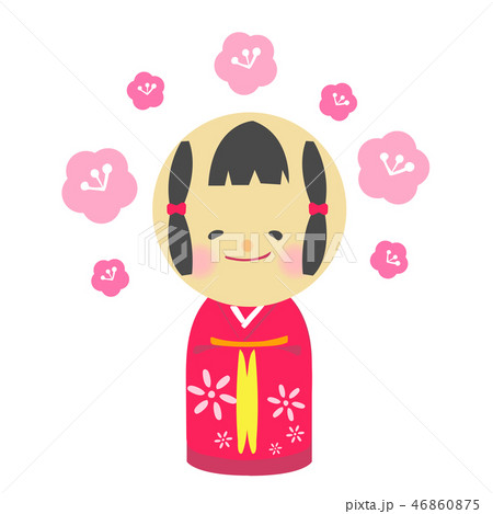 こけし 赤 女の子 伝統郷芸 土産物 こけし 赤 女の子 伝統郷芸 土産物 46860875