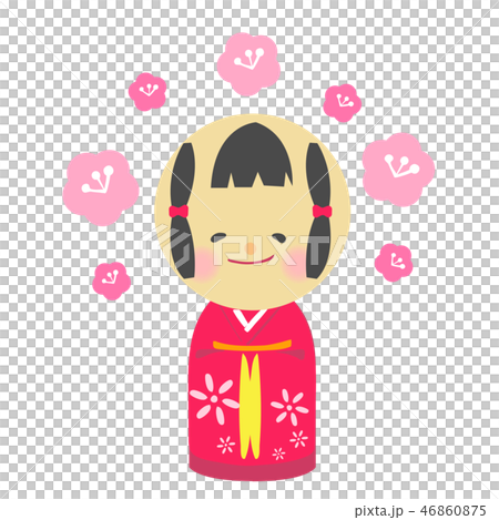 こけし 赤 女の子 伝統郷芸 土産物 こけし 赤 女の子 伝統郷芸 土産物 46860875