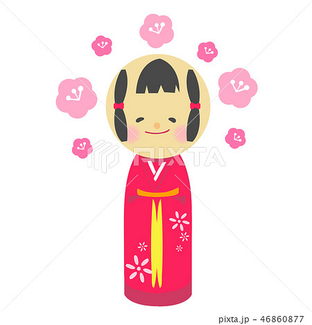 こけし 赤 女の子 伝統郷芸 土産物 こけし 赤 女の子 伝統郷芸 土産物 46860877