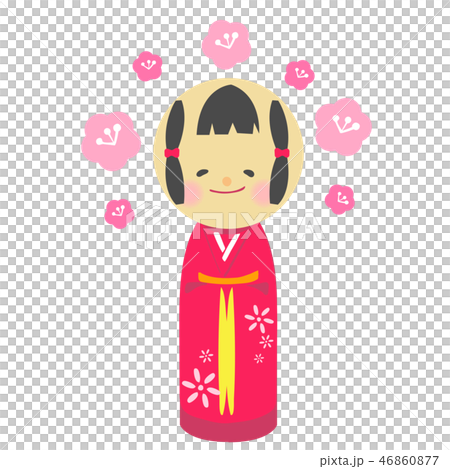 こけし 赤 女の子 伝統郷芸 土産物 こけし 赤 女の子 伝統郷芸 土産物 46860877