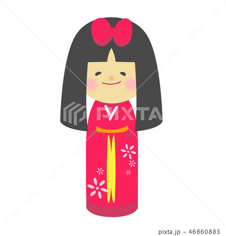 こけし 赤 女の子 伝統郷芸 土産物 こけし 赤 女の子 伝統郷芸 土産物 46860883