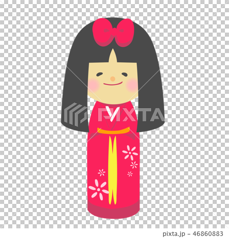 こけし 赤 女の子 伝統郷芸 土産物 こけし 赤 女の子 伝統郷芸 土産物 46860883