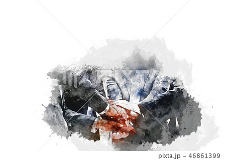 Business people show success on watercolor paint. Business people show success on watercolor paint. 46861399