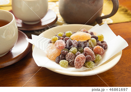 甘納豆　和菓子　甘味　お菓子　ほうじ茶 46861697