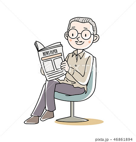 新聞を読む・シニア男性 46861894