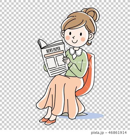 girl reading newspaper clipart