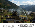 合掌造り、茅葺き集落の放水、京都美山 46862137
