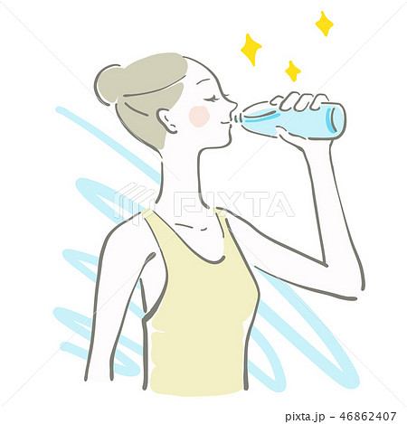 水 飲む 女性 余白 水分補給 ベクターのイラスト素材