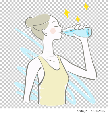 水　飲む　女性　余白　水分補給　ベクター 46862407