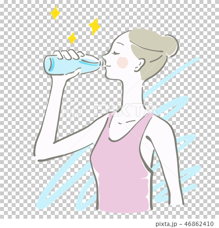 水 飲む 女性 余白 水分補給 ベクター 水 飲む 女性 余白 水分補給 ベクター 46862410