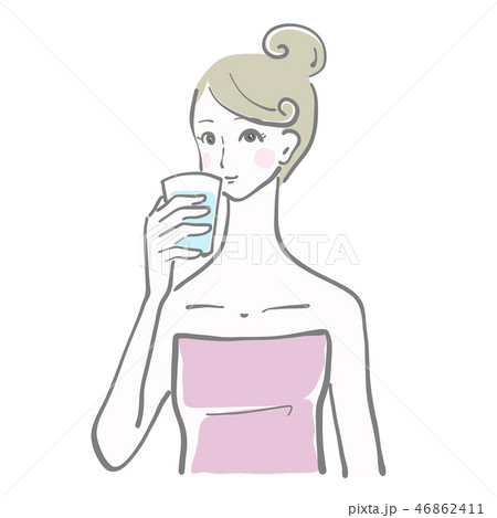 水 飲む 女性 余白 水分補給 ベクターのイラスト素材