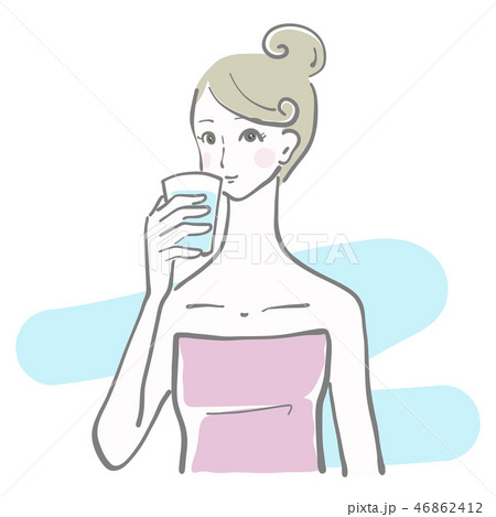 水 飲む 女性 余白 水分補給 ベクターのイラスト素材