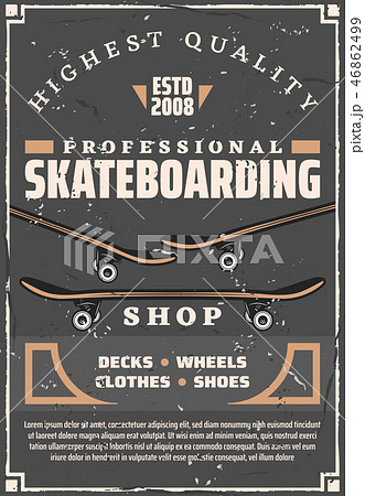 Skateboards, decks and wheels. Skateboarding sport Skateboards, decks and wheels. Skateboarding sport 46862499