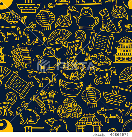 Chinese New Year horoscope seamless pattern 46862675
