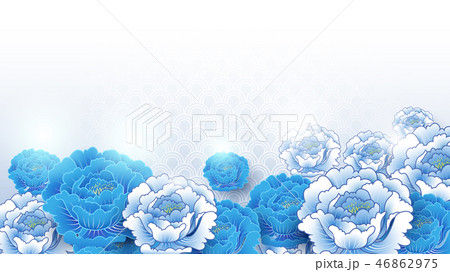 Asian traditional blue and white floral background 46862975
