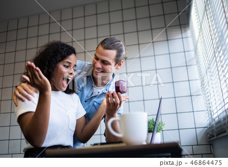 Man making proposal to his girlfriend 46864475